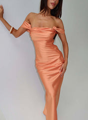Azura Off The Shoulder Maxi Dress Orange