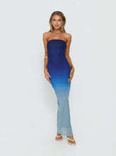 Stolen Love Strapless Maxi Dress Blue Ombre