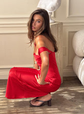Azura Off The Shoulder Maxi Dress Red