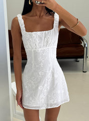 Donnamarie Embroidered Mini Dress White