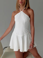 Hunnie Halter Mini Dress White