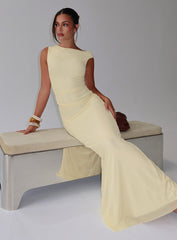 Krystyna Off Shoulder Ruched Mesh Maxi Dress Butter
