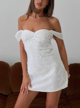 Rozerie Off Shoulder Mini Dress White