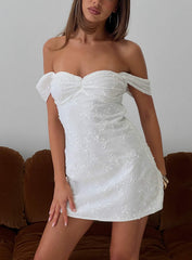 Rozerie Off Shoulder Mini Dress White