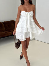 Kalari Strapless Layered Mini Dress White