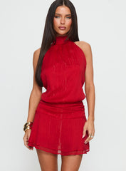 Maelis Backless Romper Red