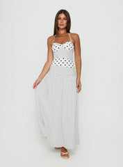 Marguerite Halter Maxi Dress White Polka Petite