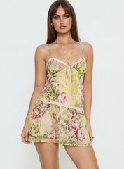 Starsigns Lace V Neck Mini Dress Animal Splice