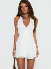 Taija Wrap Mini Dress White