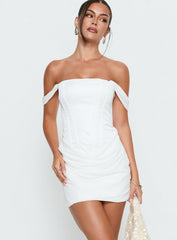 Joslyne Off Shoulder Corset Mini Dress White
