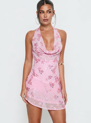 Longer Daylight Cowl Halter Romper Pink