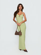 Liskaia Textured Halter Maxi Dress Soft Green