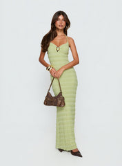 Liskaia Textured Halter Maxi Dress Soft Green