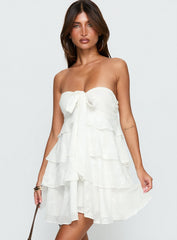 Kalari Strapless Layered Mini Dress White