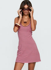 Klova Halter Mini Dress Pink Stripe