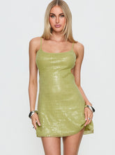 Greenly Backless Sleeveless Mini Dress Green