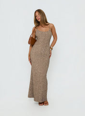 Knox Maxi Dress Brown Sequin