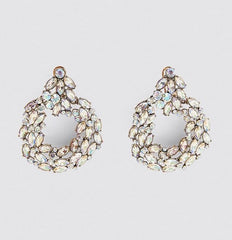 Round Gold Crystal Drop Earrings