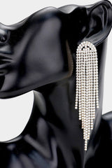 Rhinestone Gold Fringe Drop Earrings
