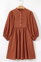 Corduroy Button-Down Babydoll Dress