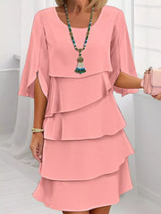 Full Size Ruffled Layered Flutter Sleeve Dress Plus Size