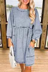 Vintage Wash Denim Dress with Pockets