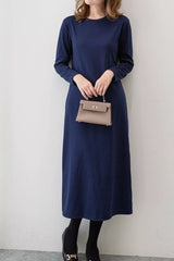 Casual Long Sleeve Midi Dress