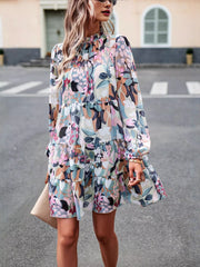 Printed Long Sleeve Mini Dress