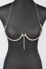 Temptation Rhinestone Bra Chain - Silver