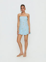 Delamere Mini Dress Pastel Blue Floral