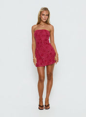 Mimosie Strapless Mini Dress Burgundy
