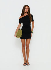 Avriana Off Shoulder T-Shirt Mini Dress Black