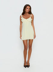 Dewdrops Chiffon Frill Mini Dress Yellow