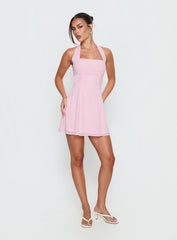 Rosamie Halter Mini Dress Soft Pink