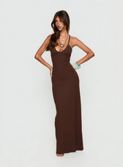 Pasita Halter Tie Up Maxi Dress Chocolate