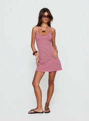 Klova Halter Mini Dress Pink Stripe