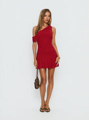 Darline One Shoulder Mini Dress Red