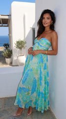 Sola Floral Strapless Maxi Dress - Blue Multi