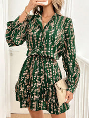 Printed Long Sleeve Mini Dress
