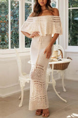 Crochet Off-Shoulder Maxi Dress