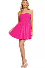 Zenana Combined Knit Tube Top Flare Mini Dress