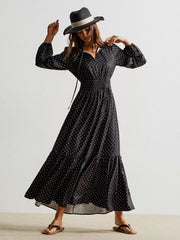 Polka Dot Long Sleeve Maxi Dress
