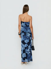 Lanora Strapless Maxi Dress Blue Floral