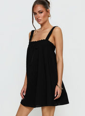 Reason To Stay Lace Trim Floaty Mini Dress Black
