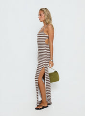 Elestria Maxi Dress Brown Stripe
