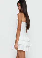 Valentia Tiered Mini Dress White