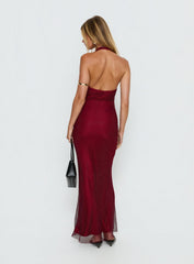 Earls Halter Maxi Dress Red