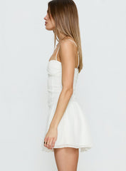 So At Peace Sweetheart Drop Waist Mini Dress White