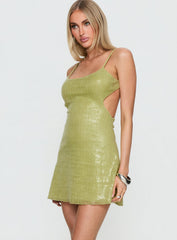 Greenly Backless Sleeveless Mini Dress Green