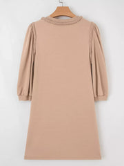 Braided Trim Puff Sleeve Dress